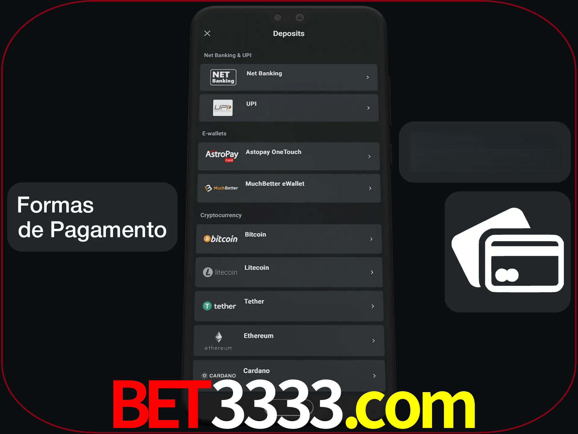 Escolha a forma de pagamento de sua preferência.